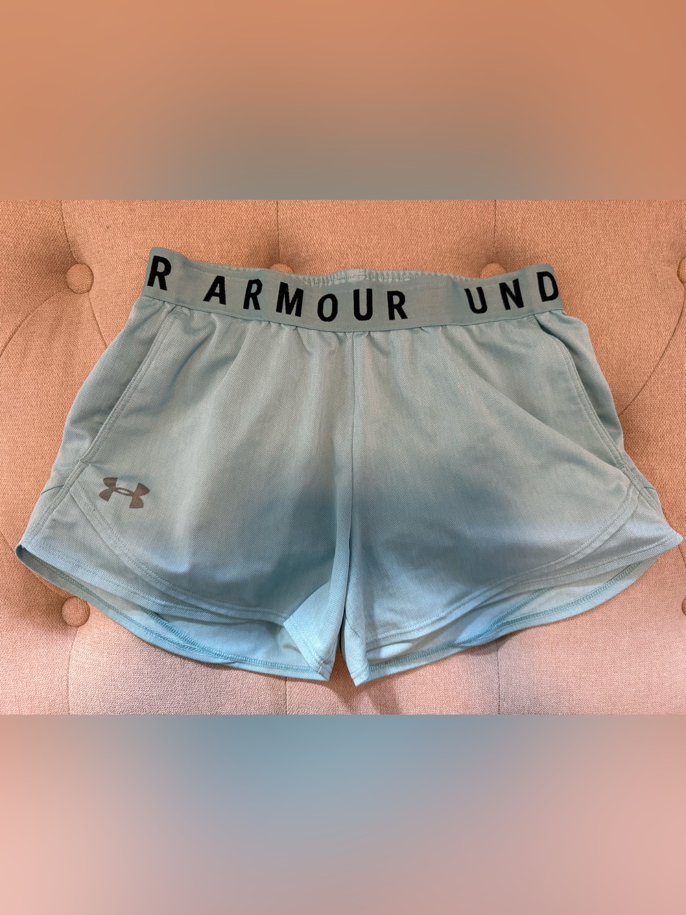 Under Armour Pale Blue Women's Athletic Shorts with Branded Waistband